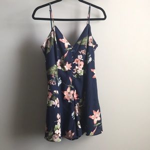 NAVY FLORAL ROMPER